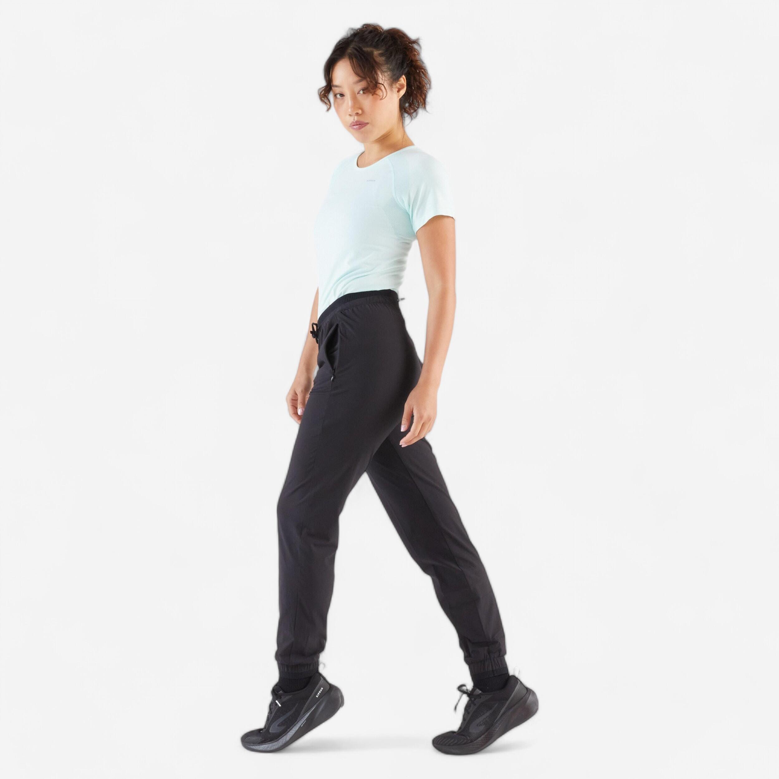 Women's Running Breathable Trousers-Kiprun Run 500 Dry-black 8/8