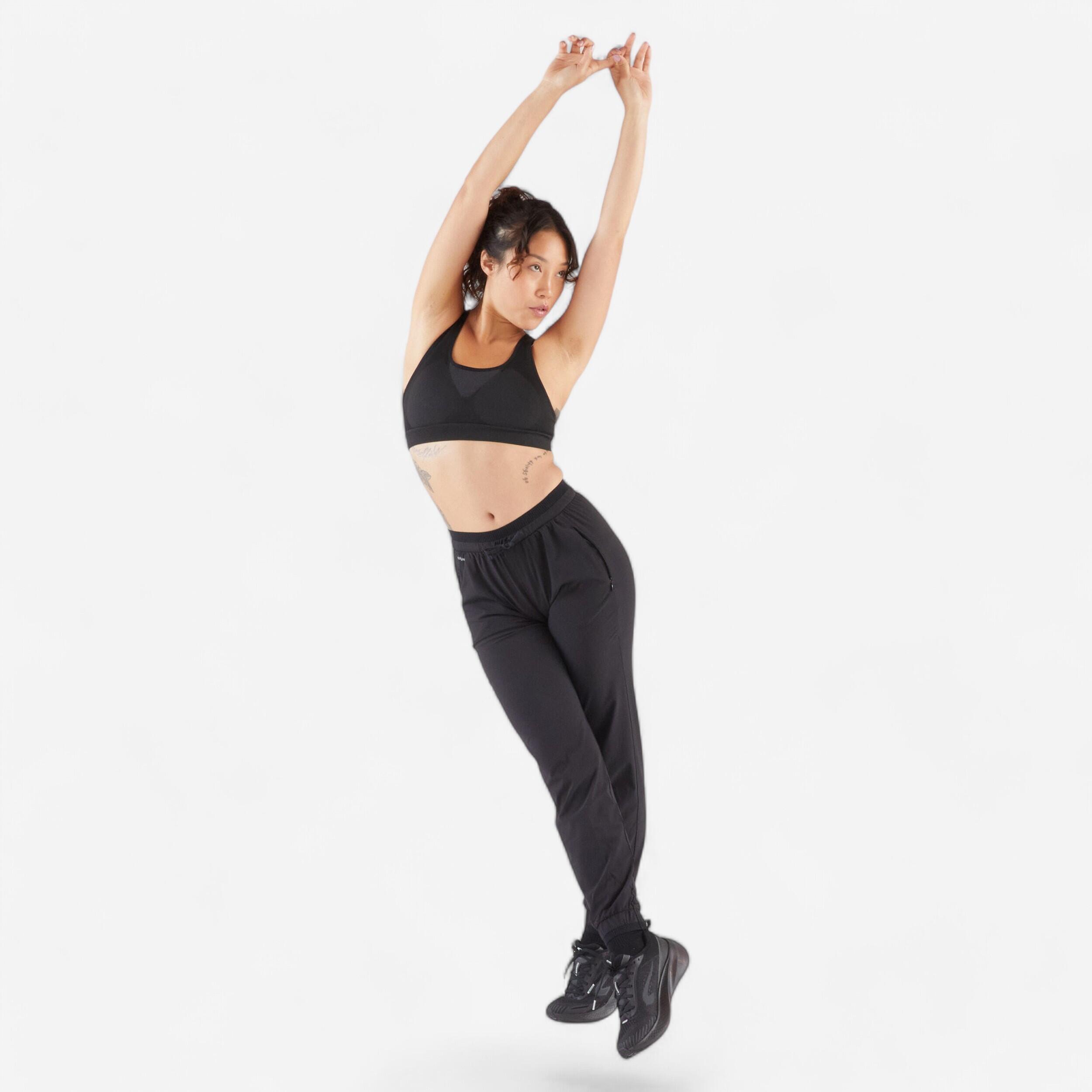 Pantaloni running donna RUN 500 DRY neri 27/34