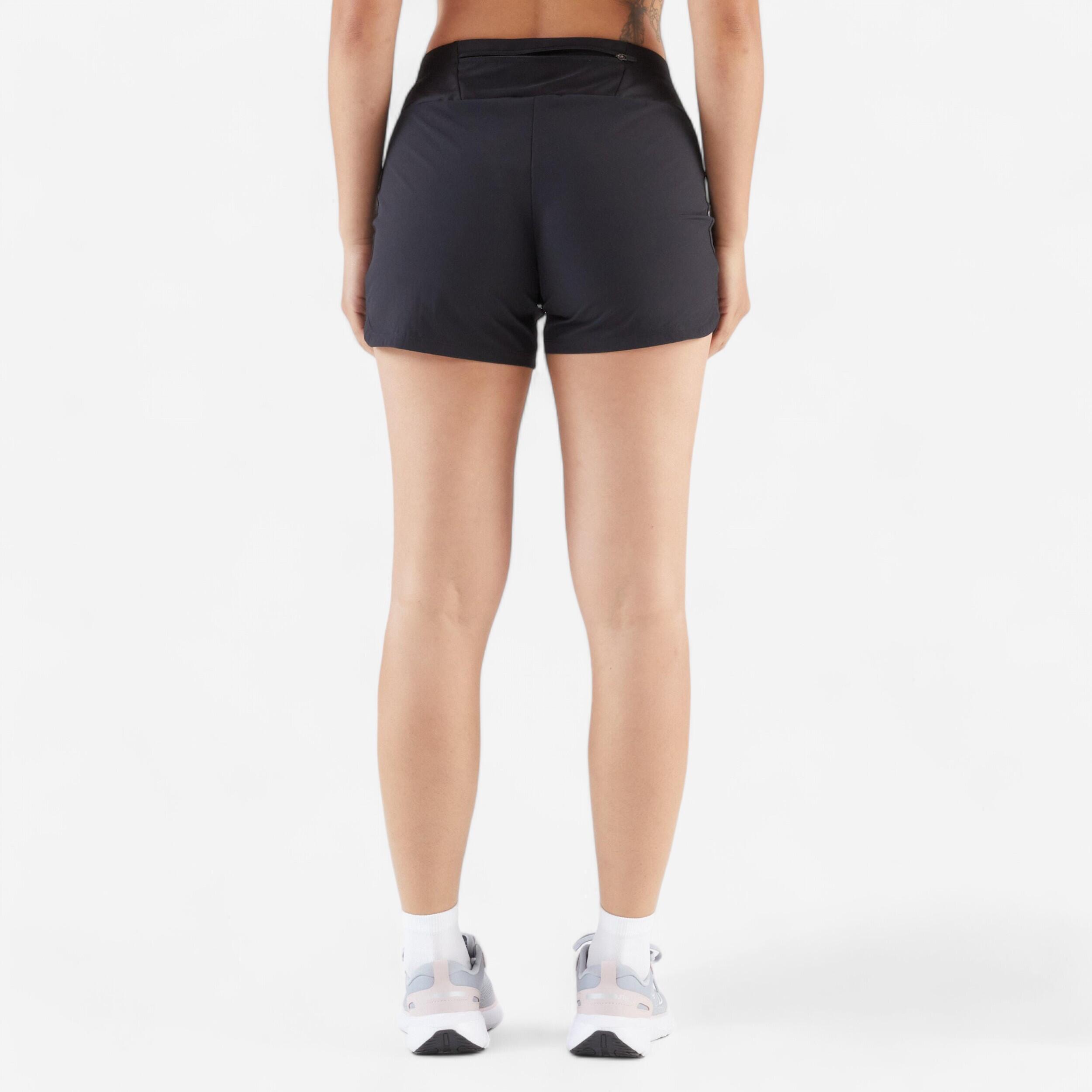 Short de running negro para mujer RUN 100 KIPRUN Decathlon