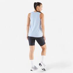 Women's Breathable Running Tank Top Kiprun Run 100- misty blue