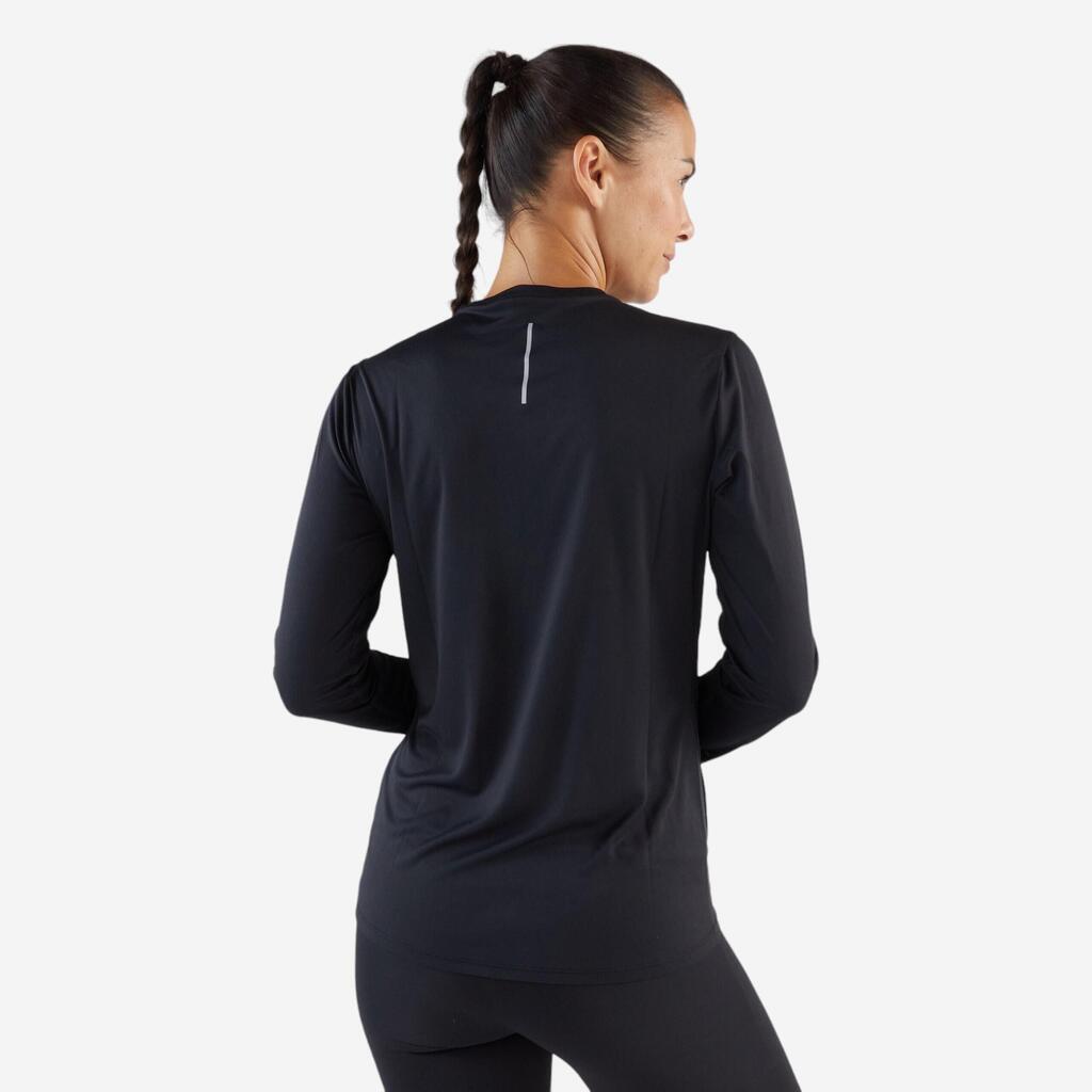 T-shirt manches longues running femme - sun protect noir