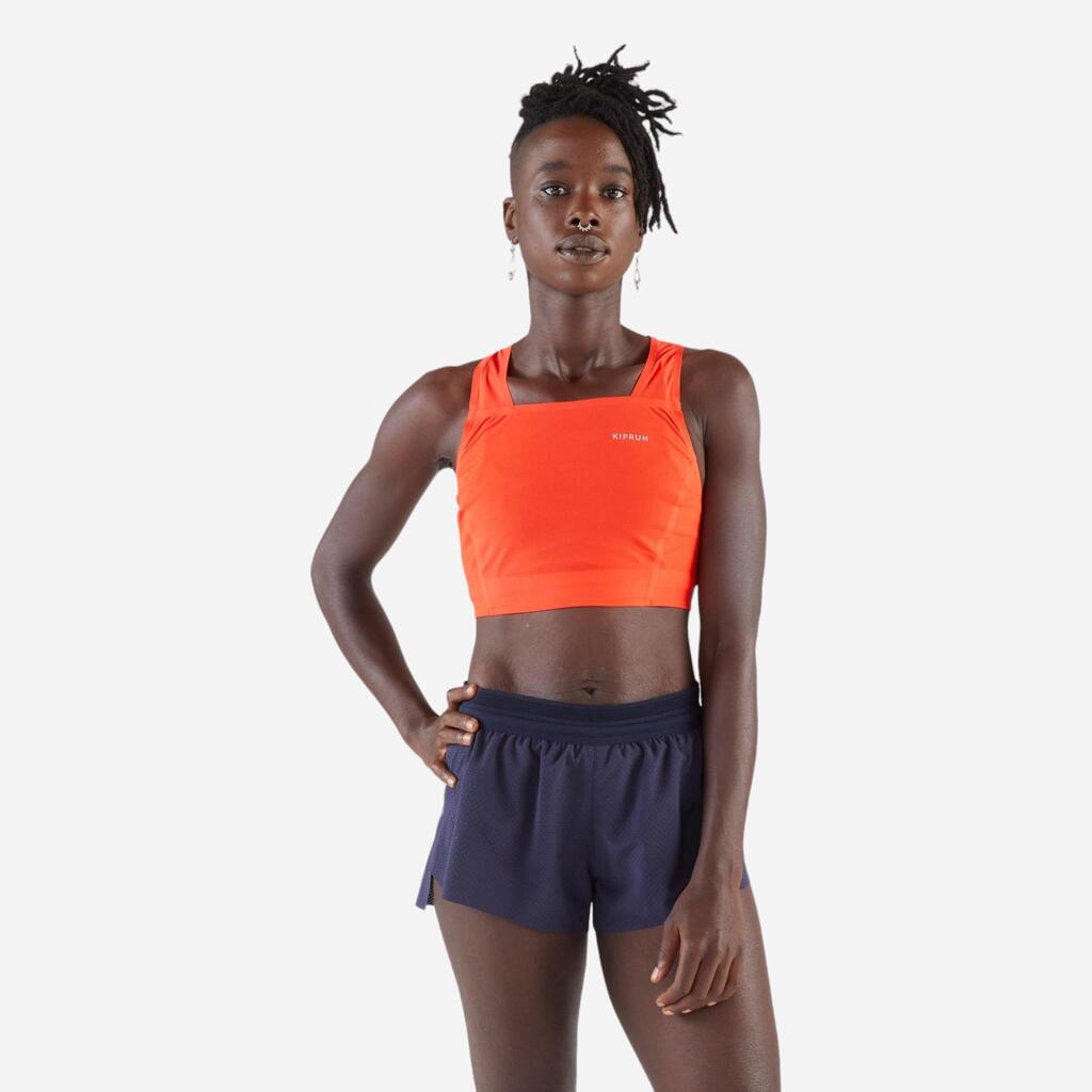 Débardeur de Running Crop top léger Femme - KIPRUN 900 Light rouge Méline ROLLIN
