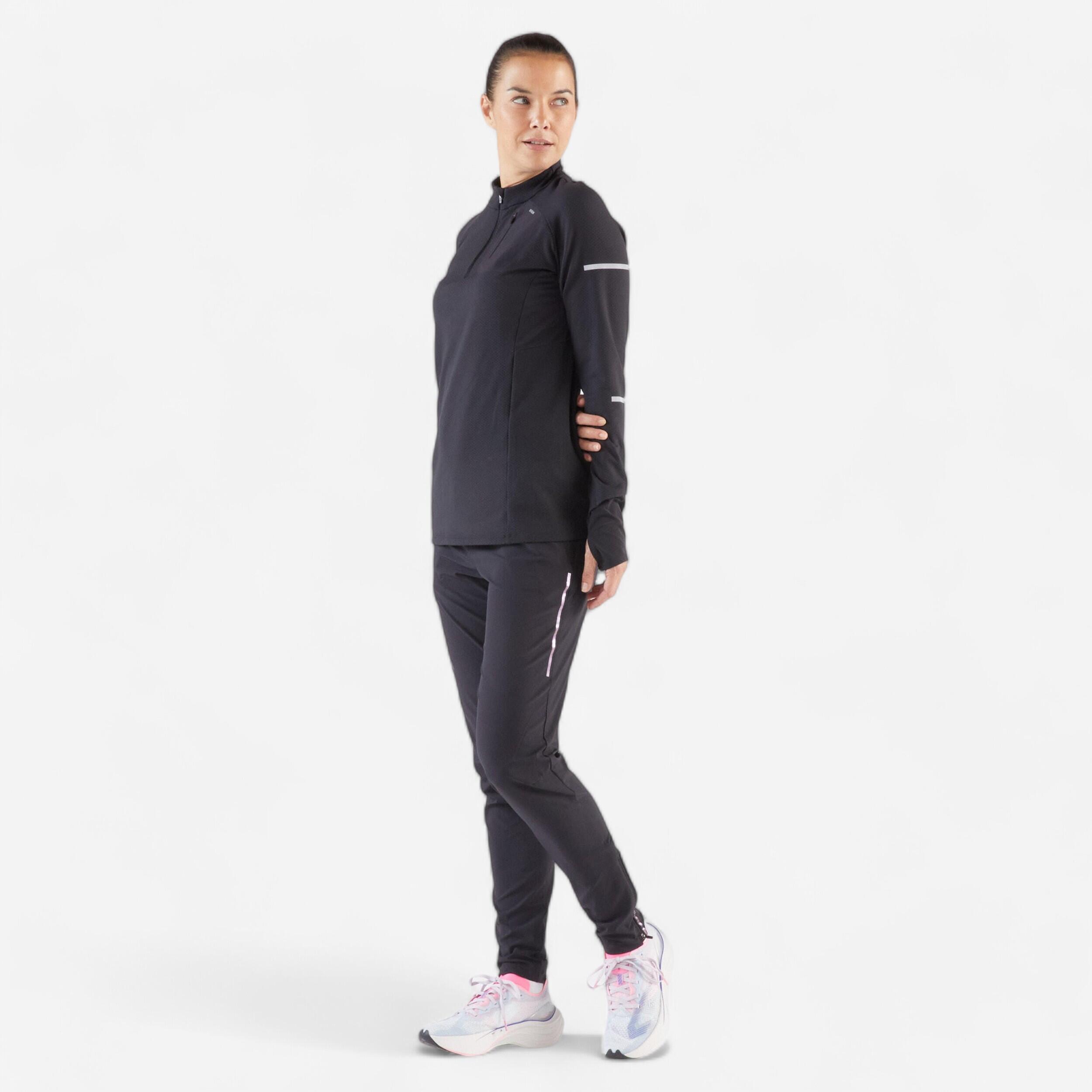 KIPRUN LIGHT FITTED WOMEN'S RUNNING TROUSERS - BLACK