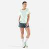 Women's Breathable Running T-shirt Kiprun Run 500 dry-blue green