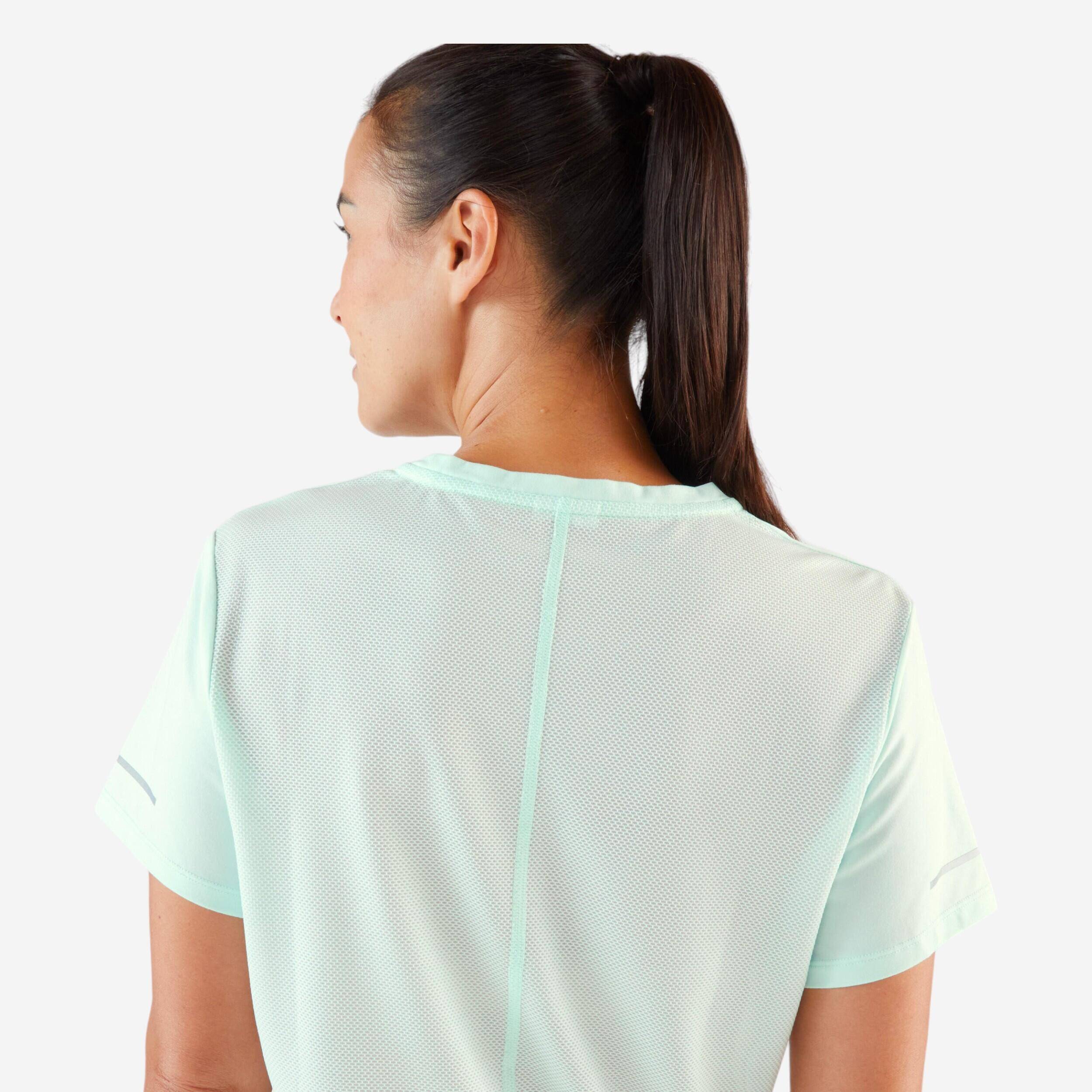 Women's Breathable Running T-shirt Kiprun Run 500 dry-blue green -  3