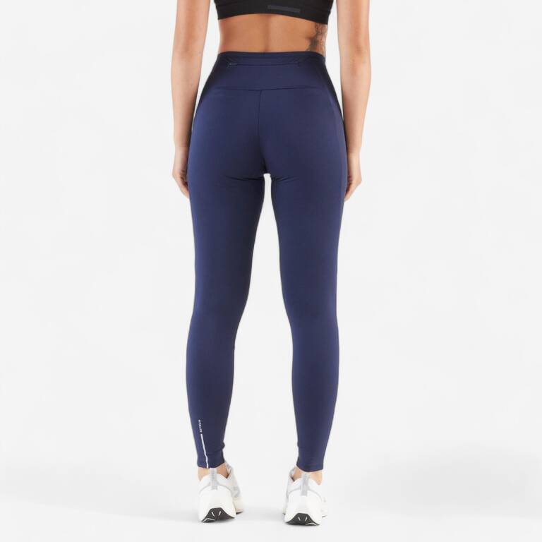 Women's running leggings - KIPRUN Run 500 Comfort navy blue