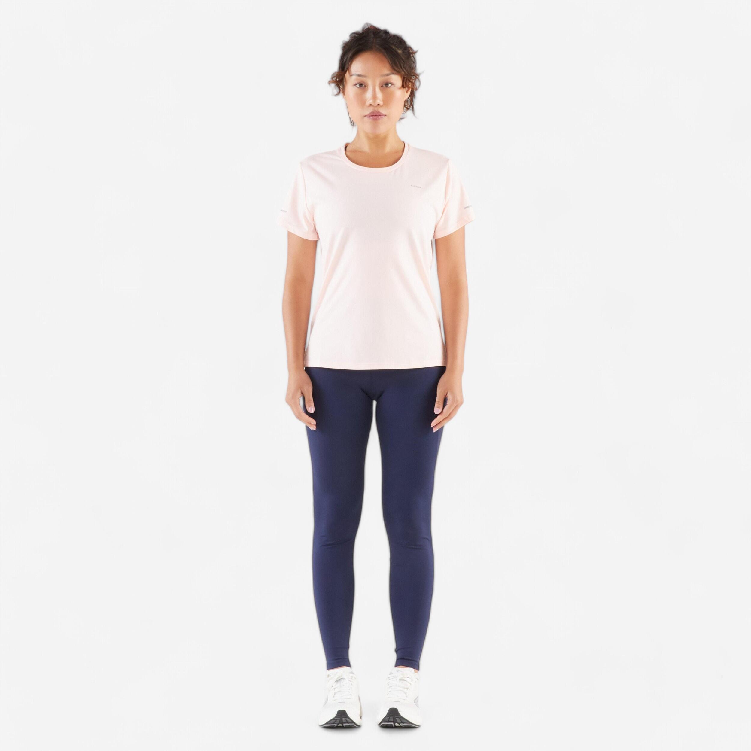 Leggings running donna RUN 500 COMFORT blu 3/8