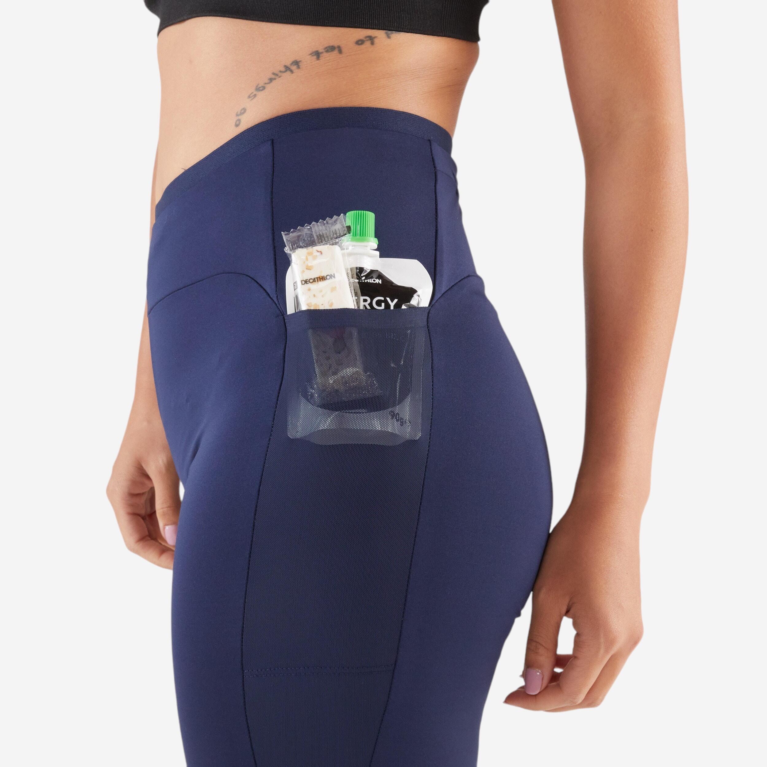 Leggings running donna RUN 500 COMFORT blu 5/8
