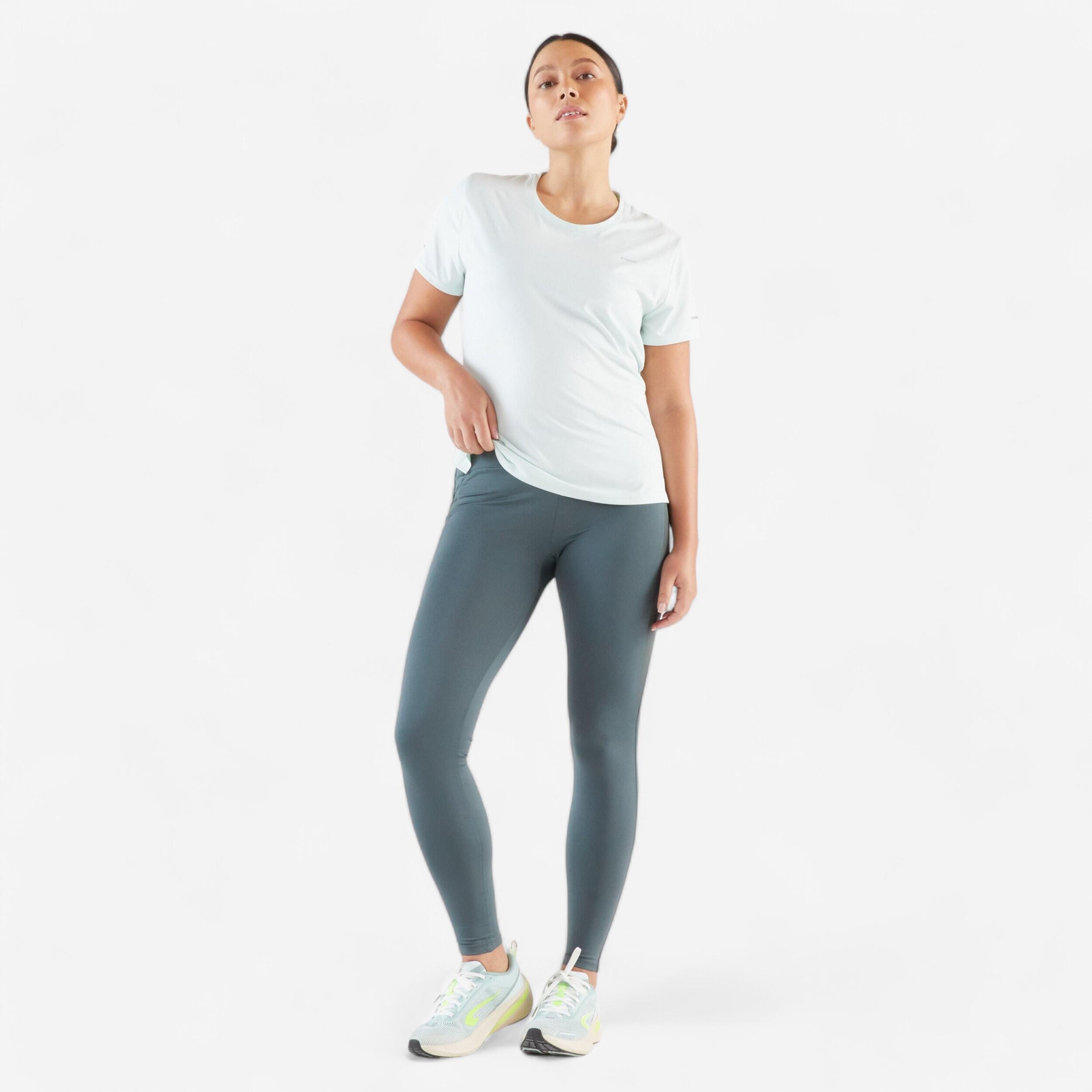 Women's Running Leggings - KIPRUN Run 500 Comfort dark khaki 3/8
