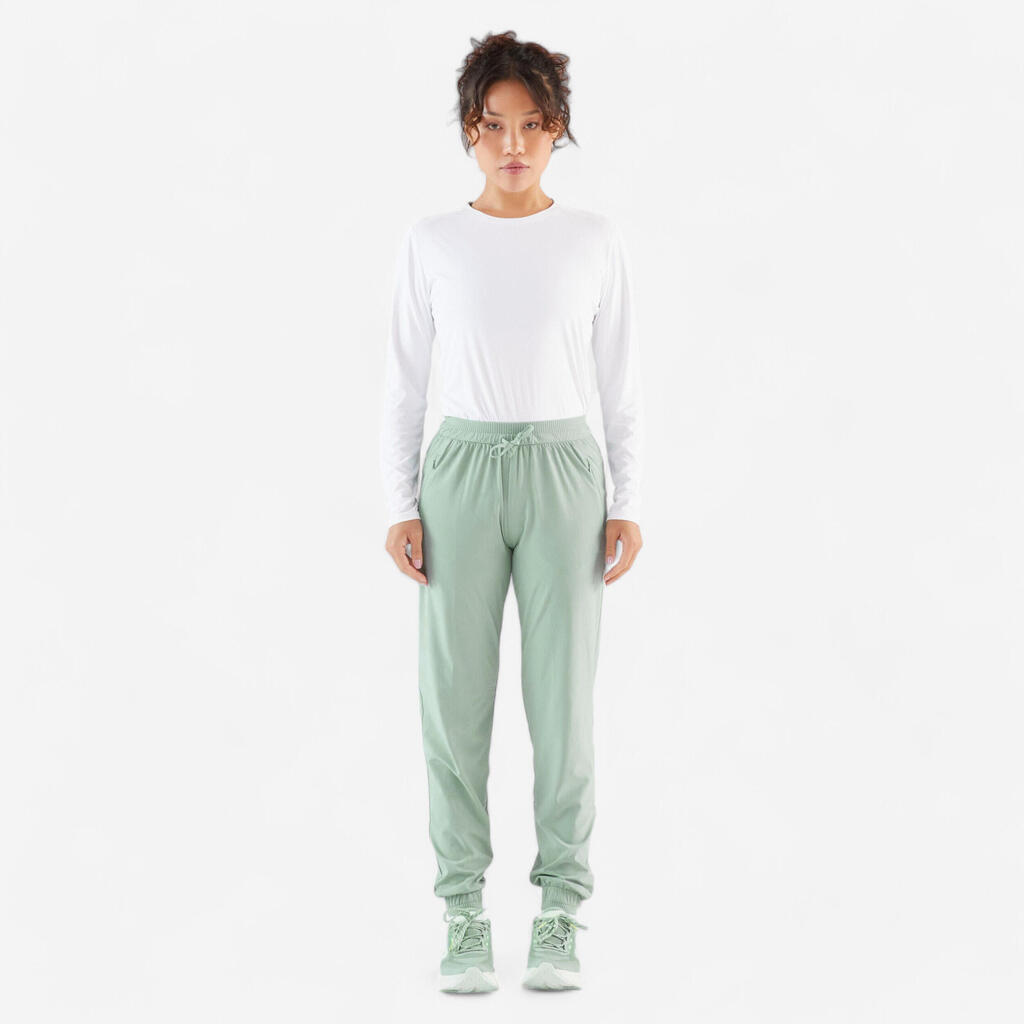 Pantalon de jogging running respirant femme - kiprun run 500 dry kaki clair