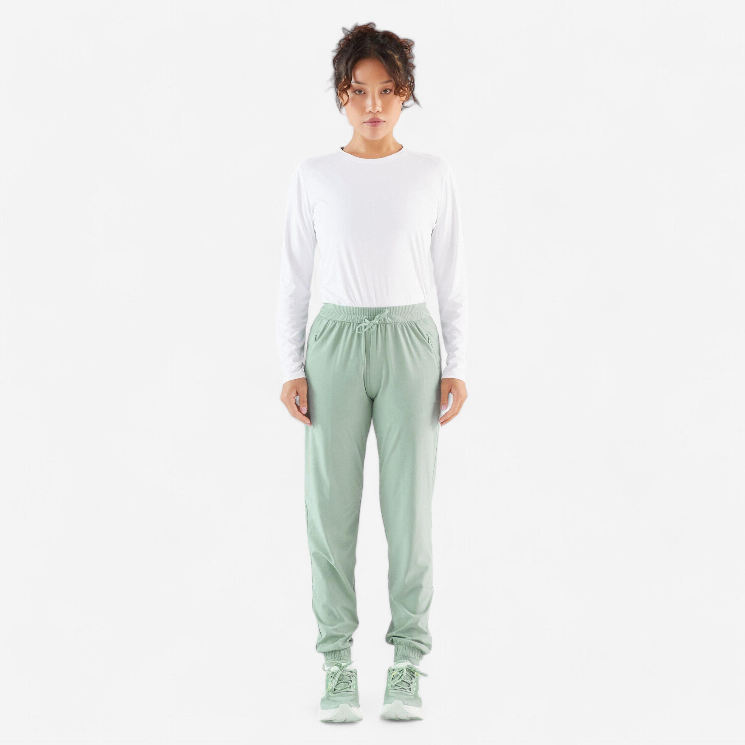 Women's Running Breathable Pants - Run 500 Dry Green - KALENJI