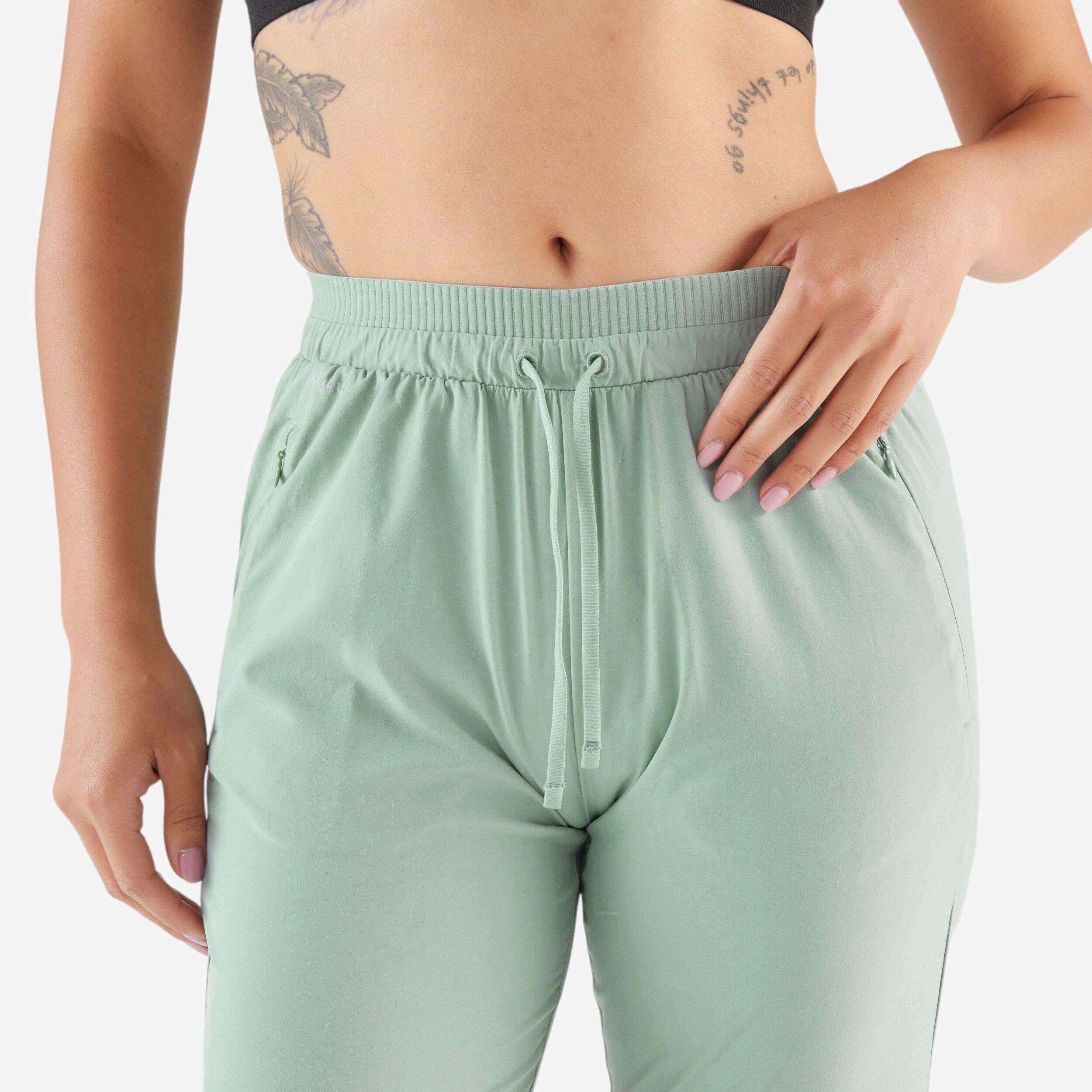 Women Running Trackpants, Lightweight and Quick Dry - Frozen Green
