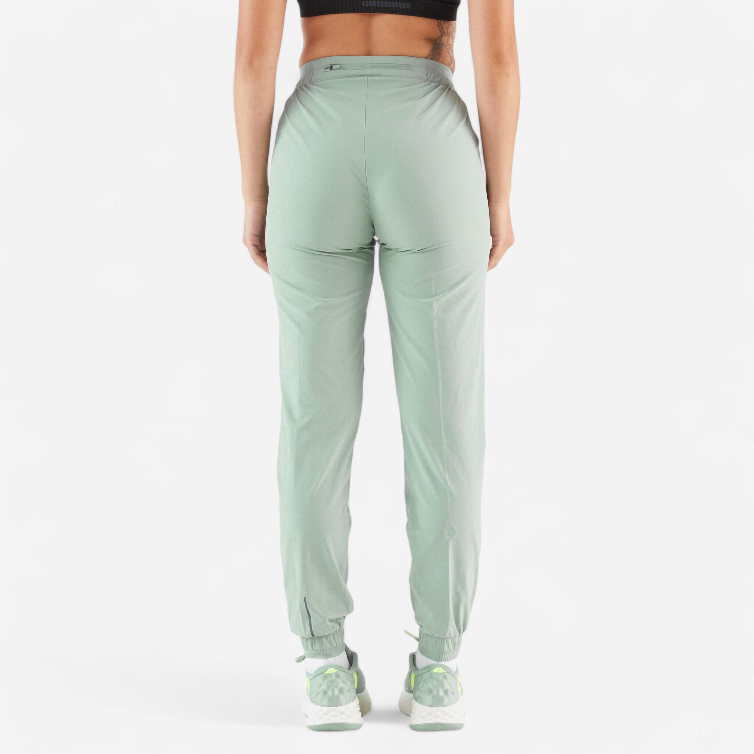 Women Running Trackpants, Lightweight and Quick Dry - Frozen Green