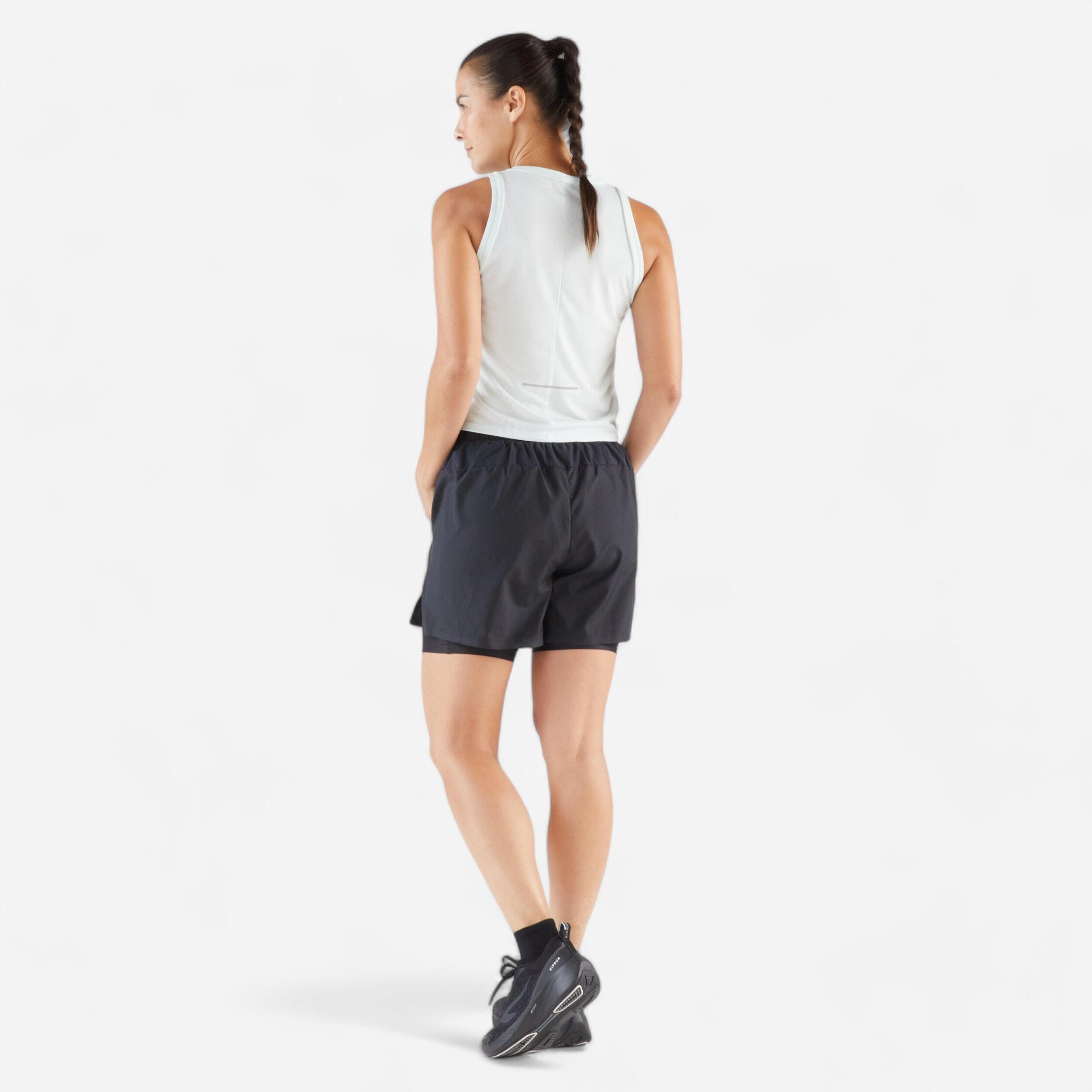 2-in-1 hardloopshort voor dames Run 500 7/8