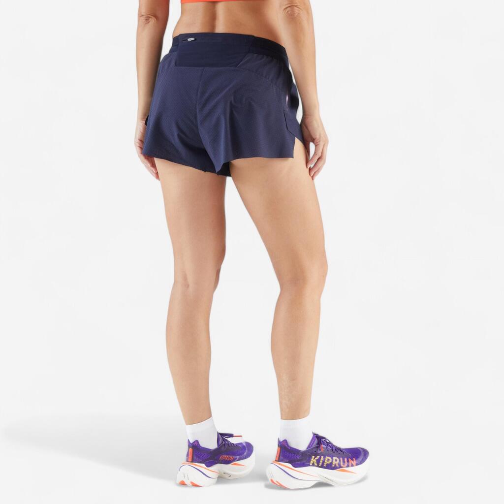 Short de running y trail ligero azul marino para mujer Kiprun Run 900 Light