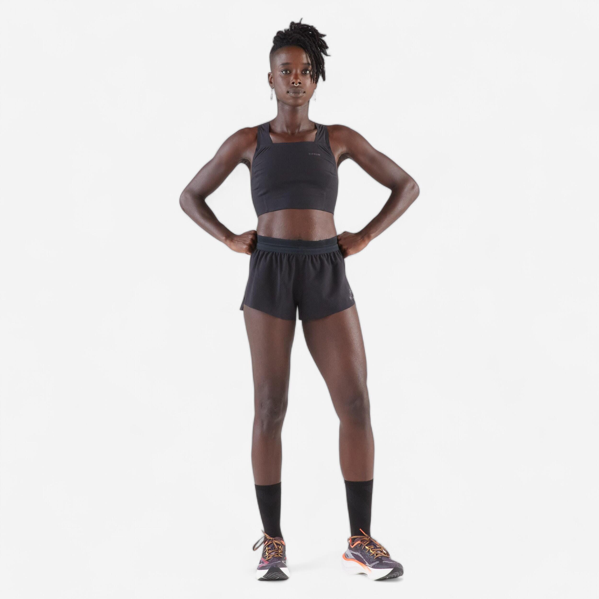 Women's Running& Lightweight Trail Running Shorts-KIPRUN Run 900 Light-black 3/8
