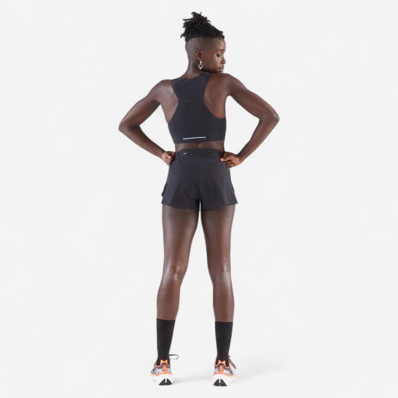 Calções de Corrida e Trail Running Leves Mulher KIPRUN Run 900 Light Preto