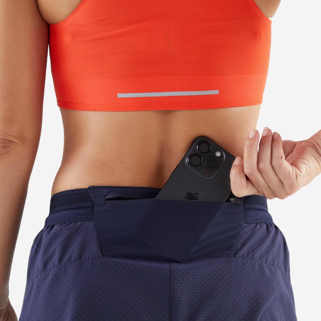 Short de running y trail ligero azul marino para mujer Kiprun Run 900 Light