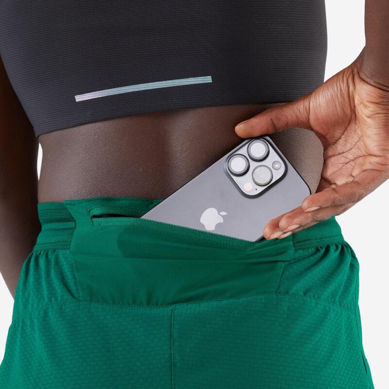 Short running & trail léger femme - kiprun run 900 light vert bouteille