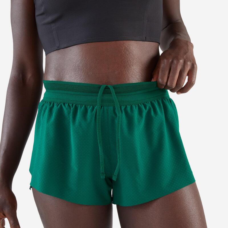 Short running & trail léger femme - kiprun run 900 light vert bouteille