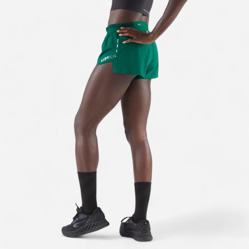 Short running & trail léger femme - kiprun run 900 light vert bouteille