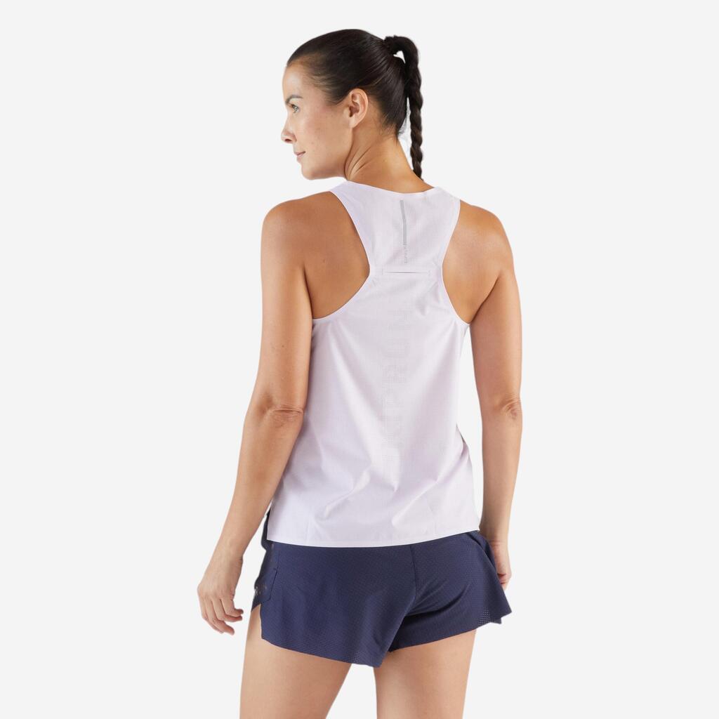 Débardeur de Running léger Femme - KIPRUN Run 900 Light violet mauve imprimé
