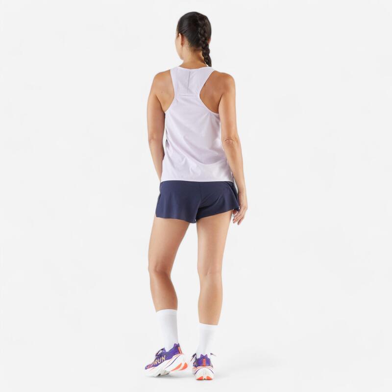 Débardeur de Running léger Femme - KIPRUN Run 900 Light violet mauve imprimé