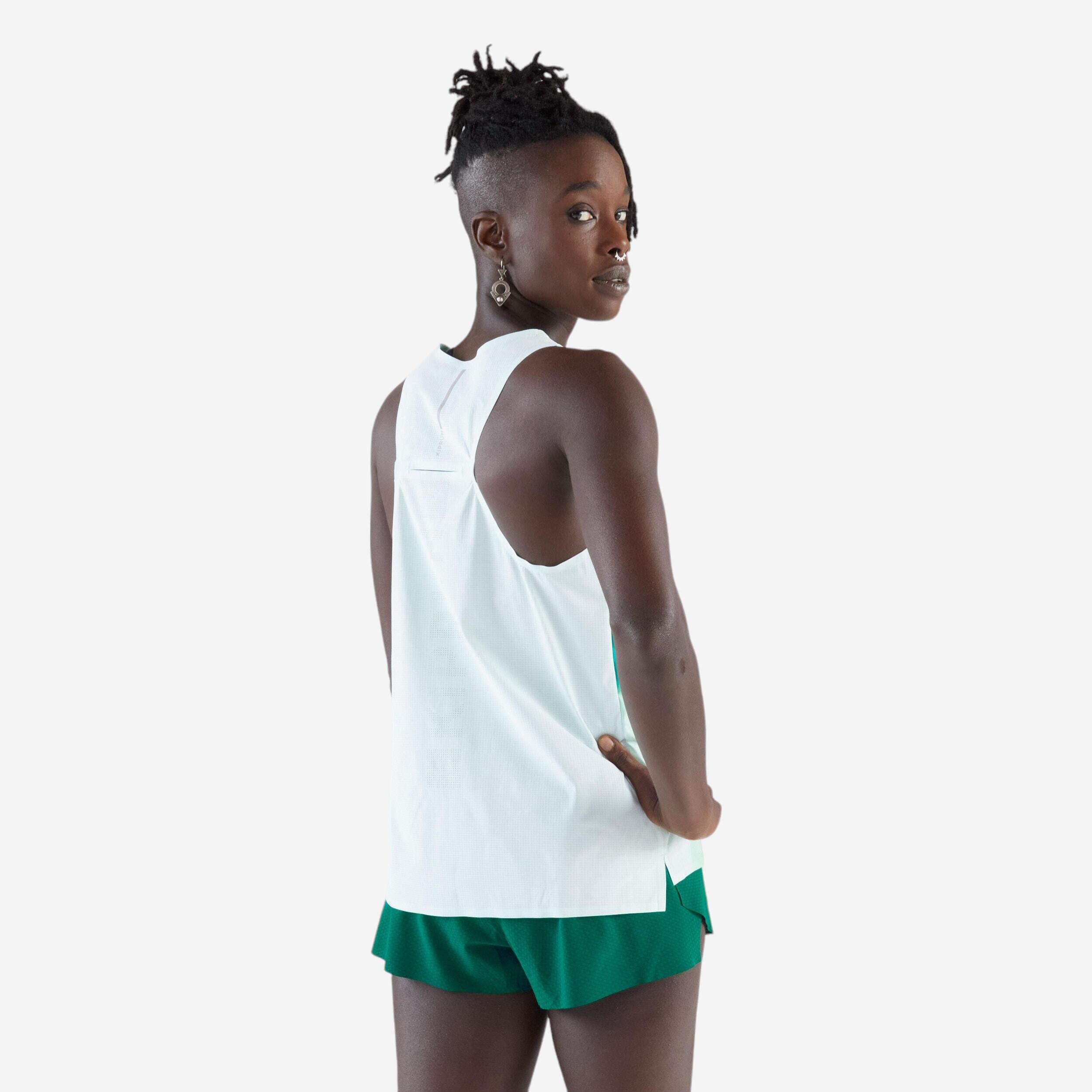 Camiseta sin mangas running ligera Mujer - KIPRUN Run 900 Light verde estampado  2/6