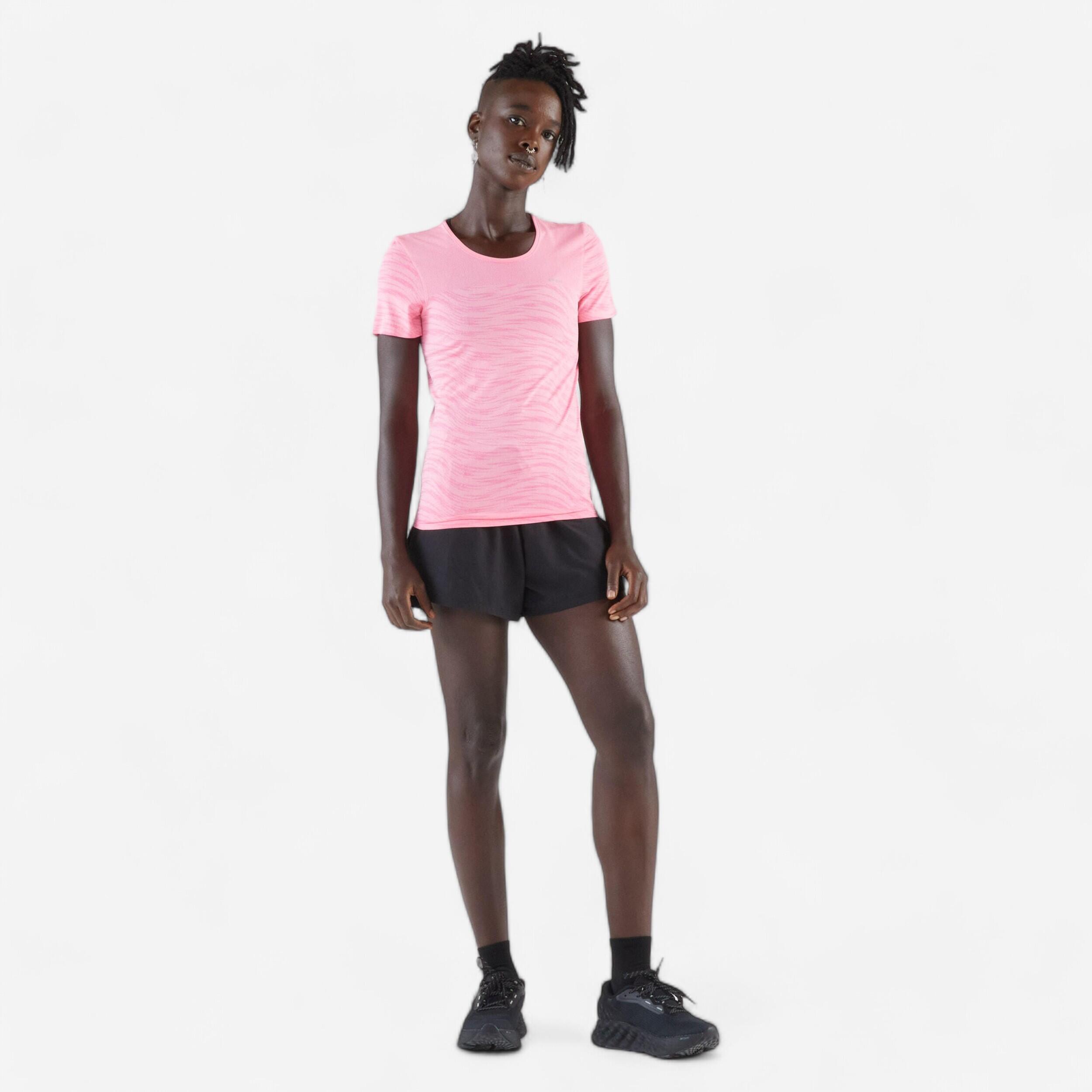 Women's Running & Trail Seamless T-Shirt - Run 500 Comfort Pink - KIPRUN