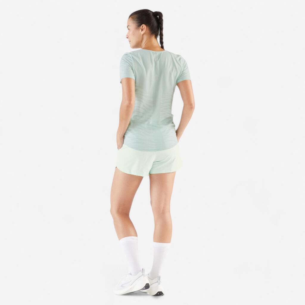 T-shirt running & trail sans couture femme - kiprun run 500 confort vert