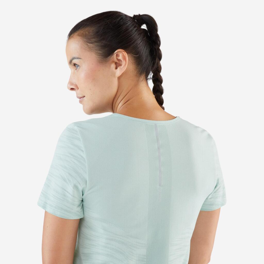 T-shirt running & trail sans couture femme - kiprun run 500 confort vert