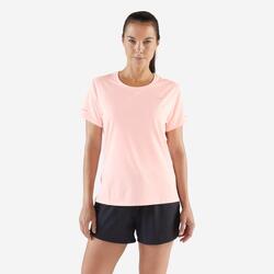 Camiseta running transpirable mujer - kiprun run 500 dry rosa