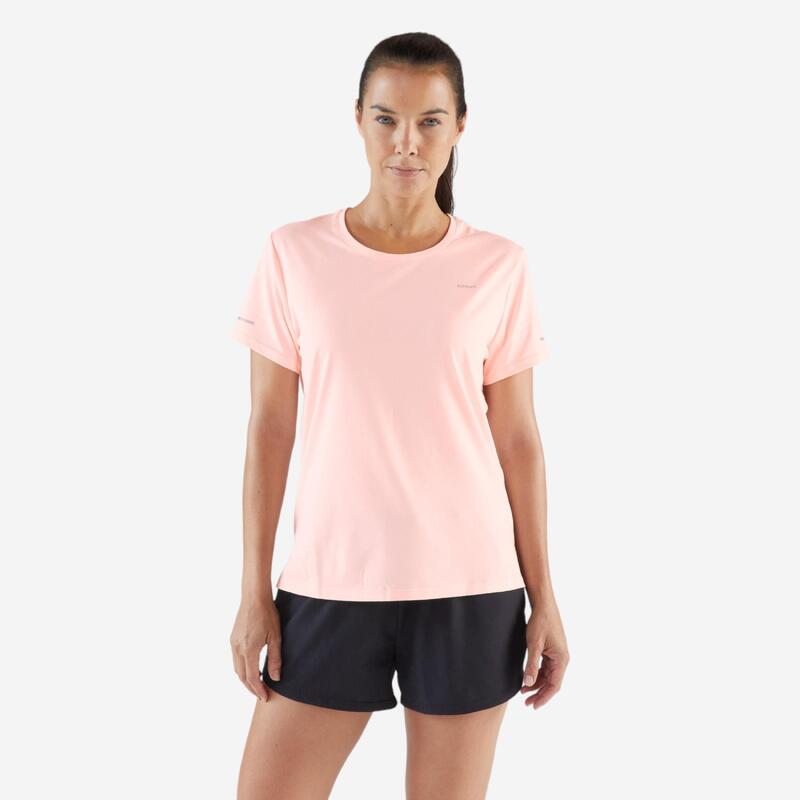 Tricou de alergare respirant - kiprun run 500 dry Roz Damă