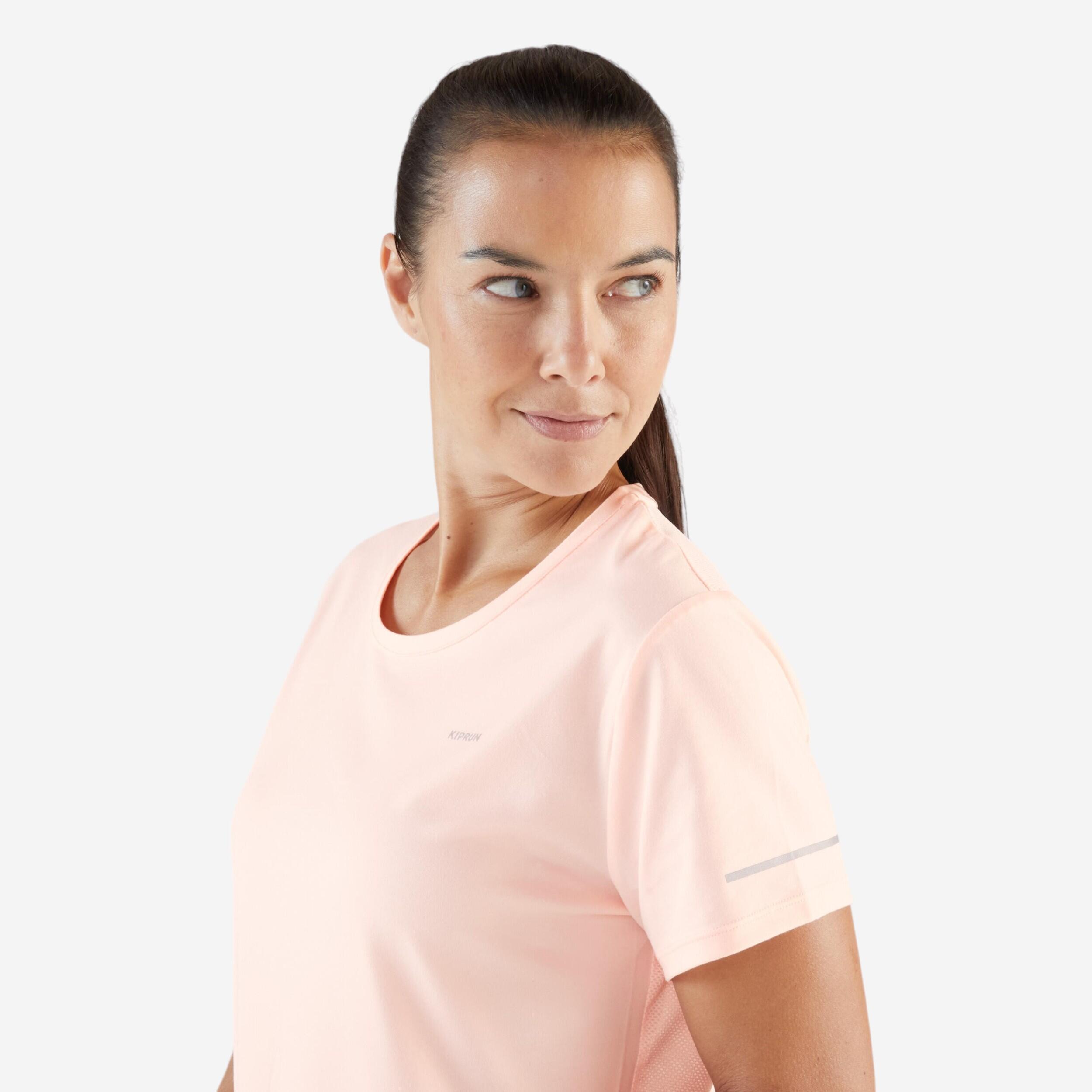 Women's Breathable Running T-Shirt Run 500 Dry - Fluo Pale Pink