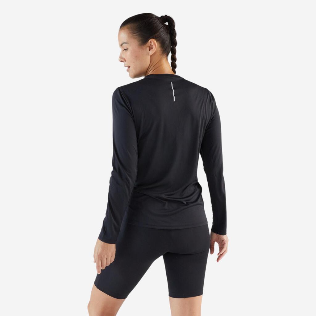 T-shirt manches longues running femme - sun protect noir