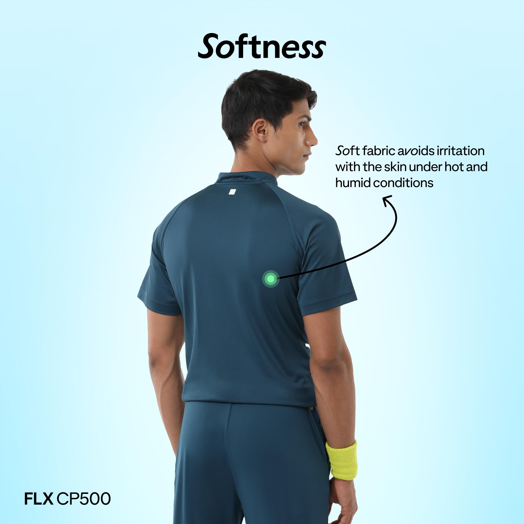 Men's Cricket Polo CP 500 Breathable Short Sleeve Turquoise