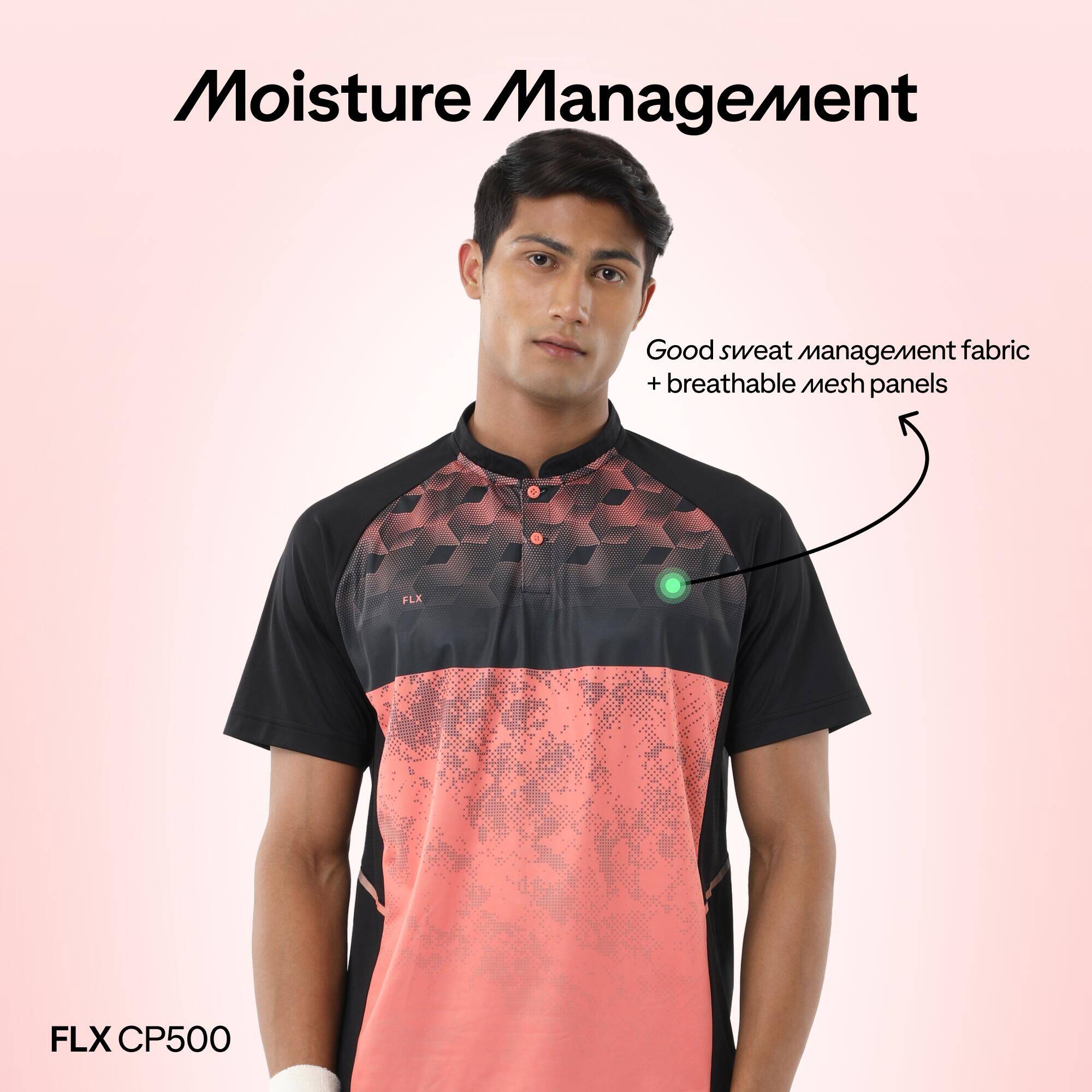 Men's Cricket Polo CP 500 Breathable & Stylish Black Coral -  4