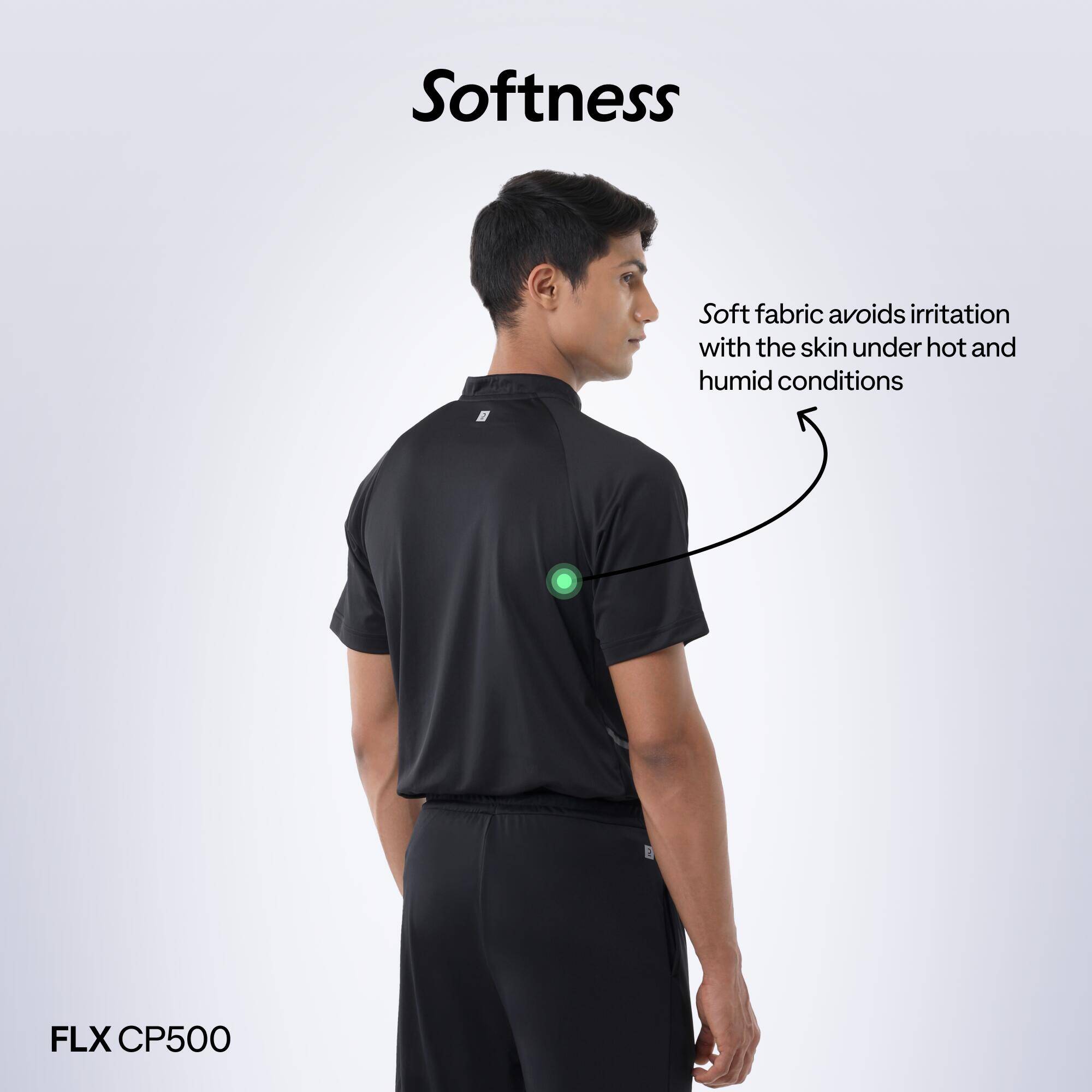 Men Cricket Short Sleeved Polo Tshirt Breathable CP500 - Black -  5