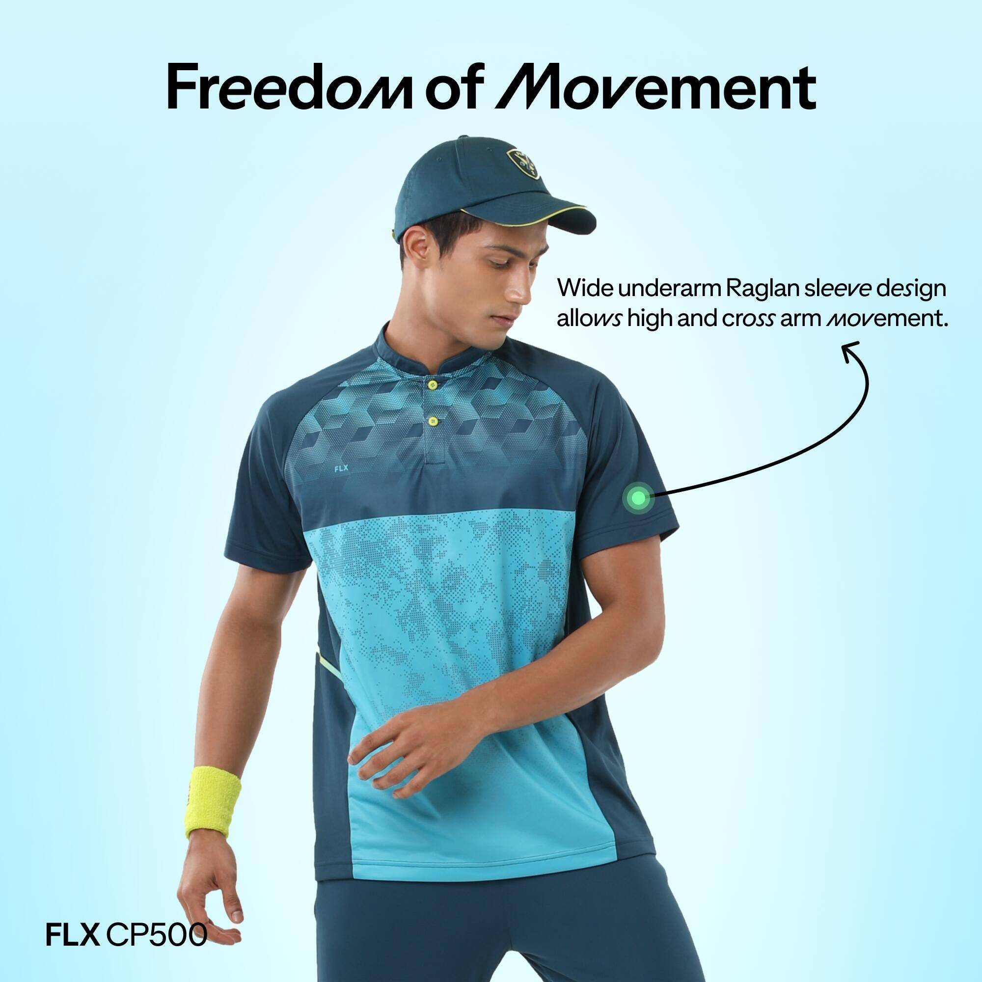Men's Cricket Polo CP 500 Breathable Short Sleeve Turquoise -  3