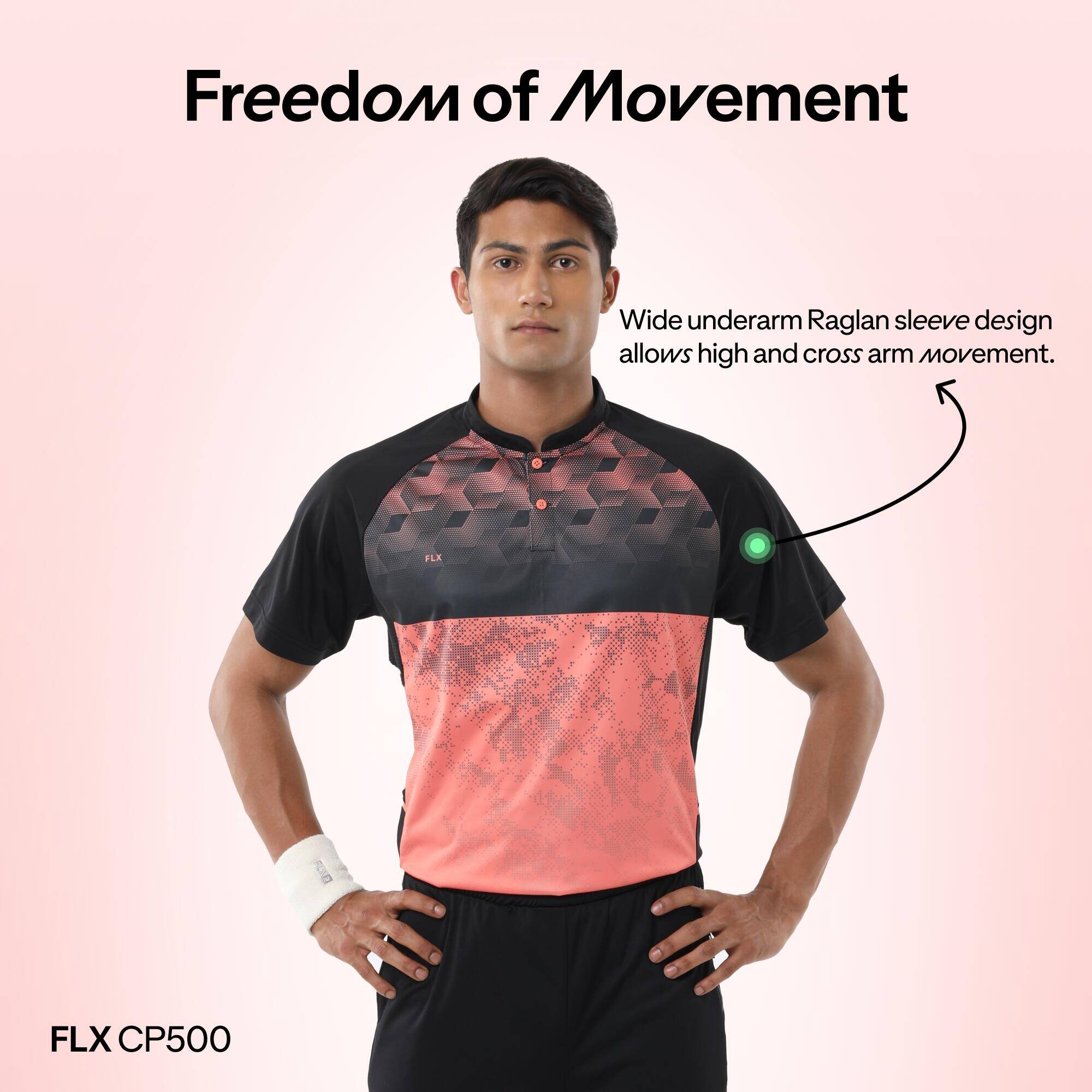 Men's Cricket Polo CP 500 Breathable & Stylish Black Coral -  3