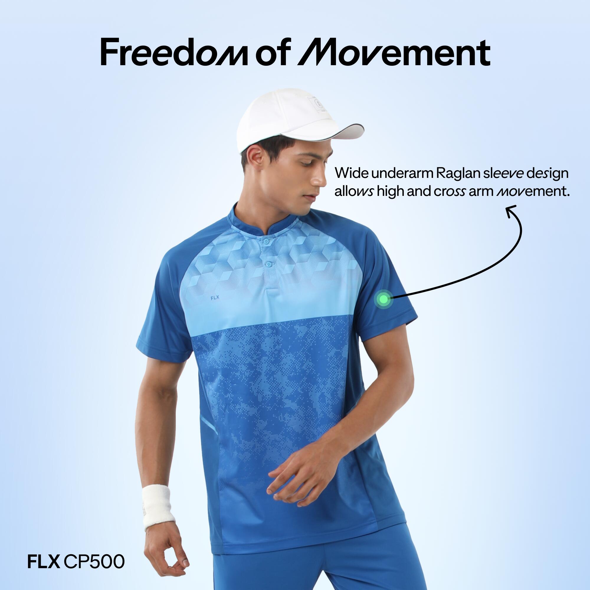 Men Cricket Short Sleeved Polo Tshirt Breathable CP500 - Blue