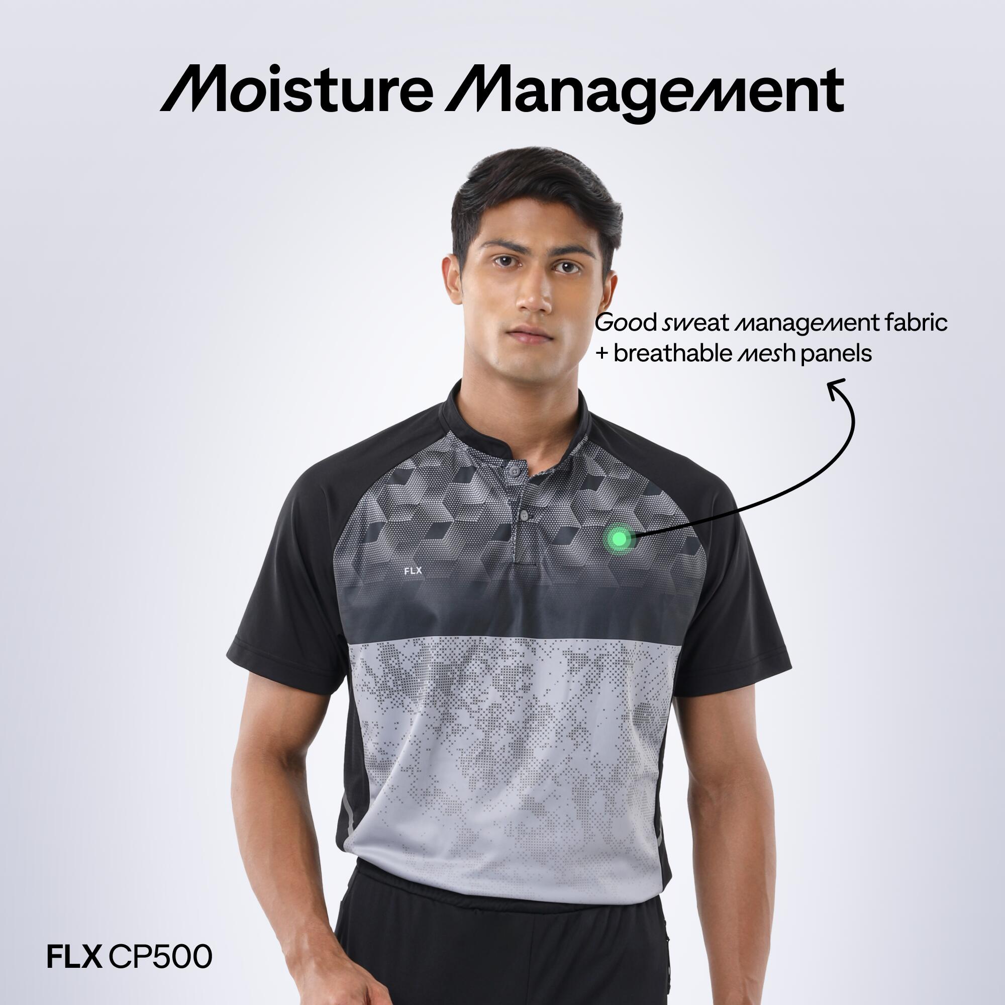 Men Cricket Short Sleeved Polo Tshirt Breathable CP500 - Black