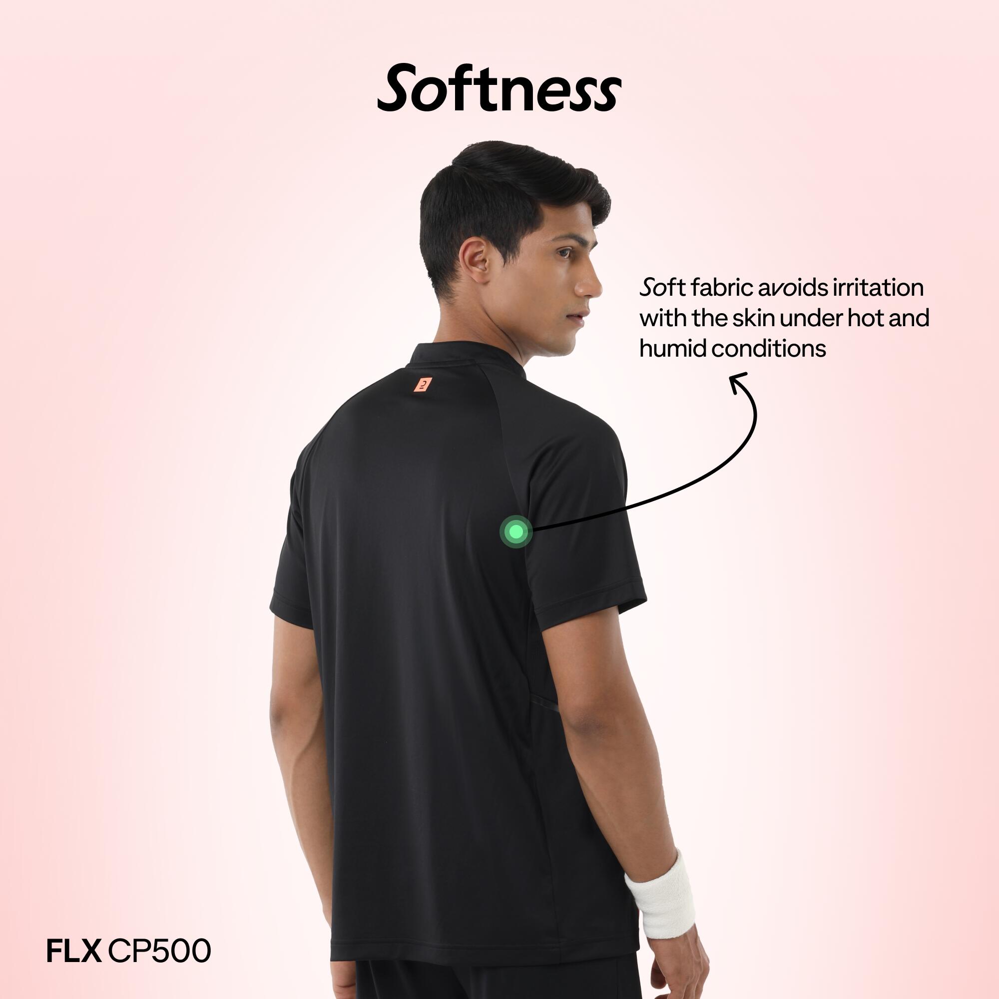 Men's Cricket Polo CP 500 Breathable & Stylish Black Coral