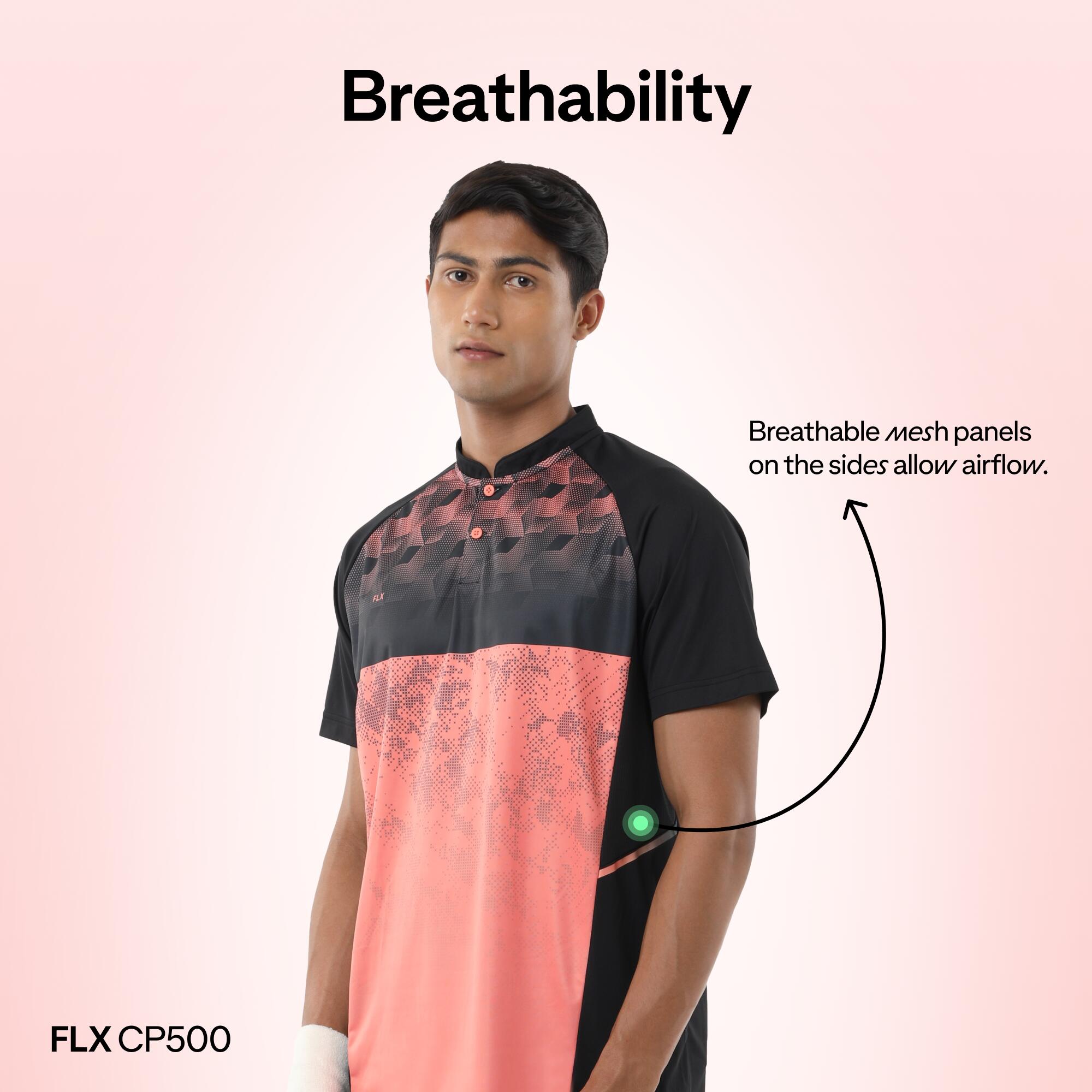 Men's Cricket Polo CP 500 Breathable & Stylish Black Coral