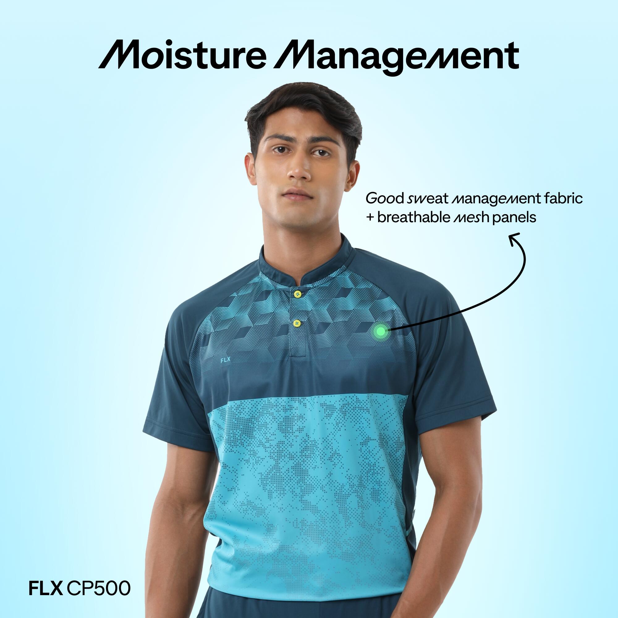 Men's Cricket Polo CP 500 Breathable Short Sleeve Turquoise