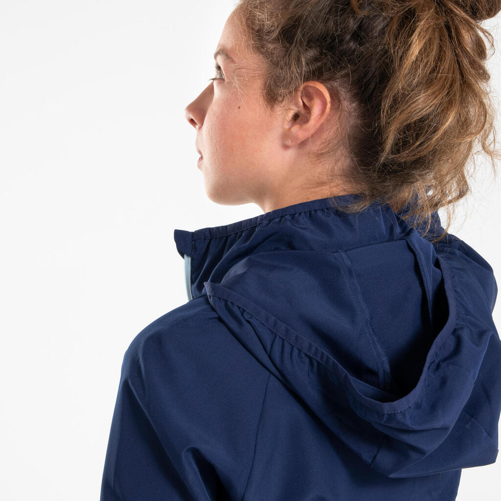 KIDS' WINDPROOF RUNNING JACKET - KIPRUN WIND - NAVY BLUE GREY