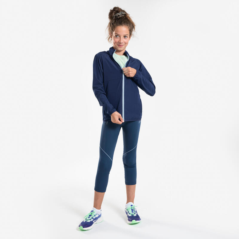 Veste Running coupe vent Enfant - KIPRUN Wind Jacket JR Marine grise
