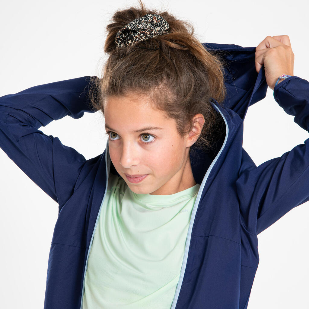 KIDS' WINDPROOF RUNNING JACKET - KIPRUN WIND - NAVY BLUE GREY