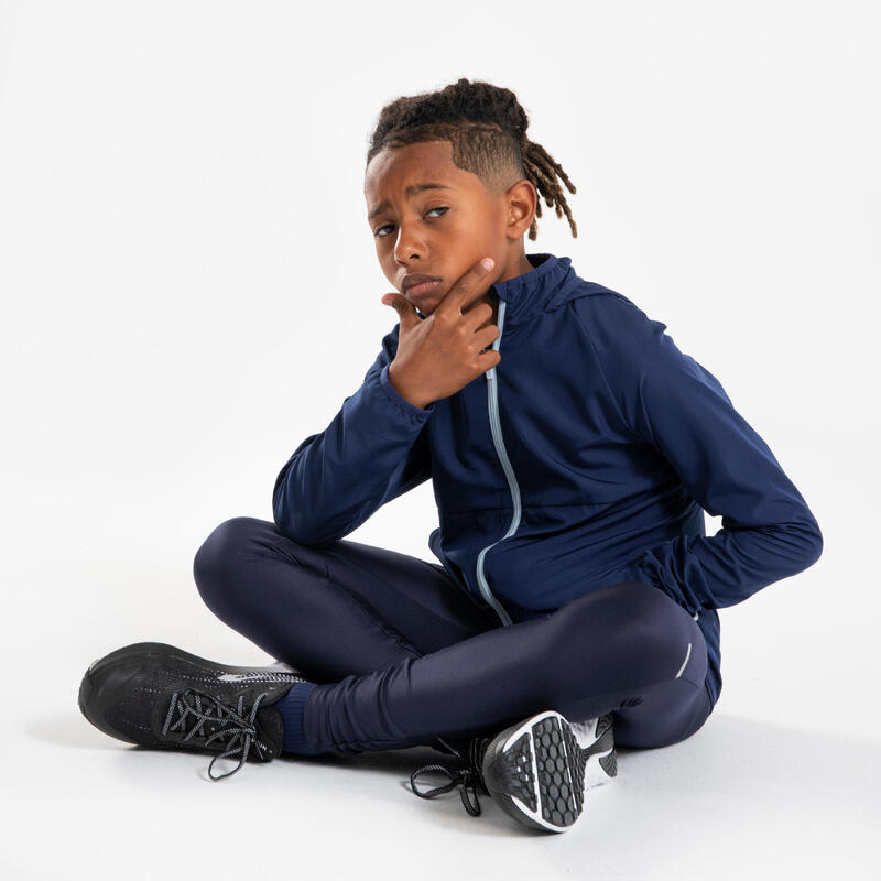 Veste Running coupe vent Enfant - KIPRUN Wind Jacket JR Marine grise
