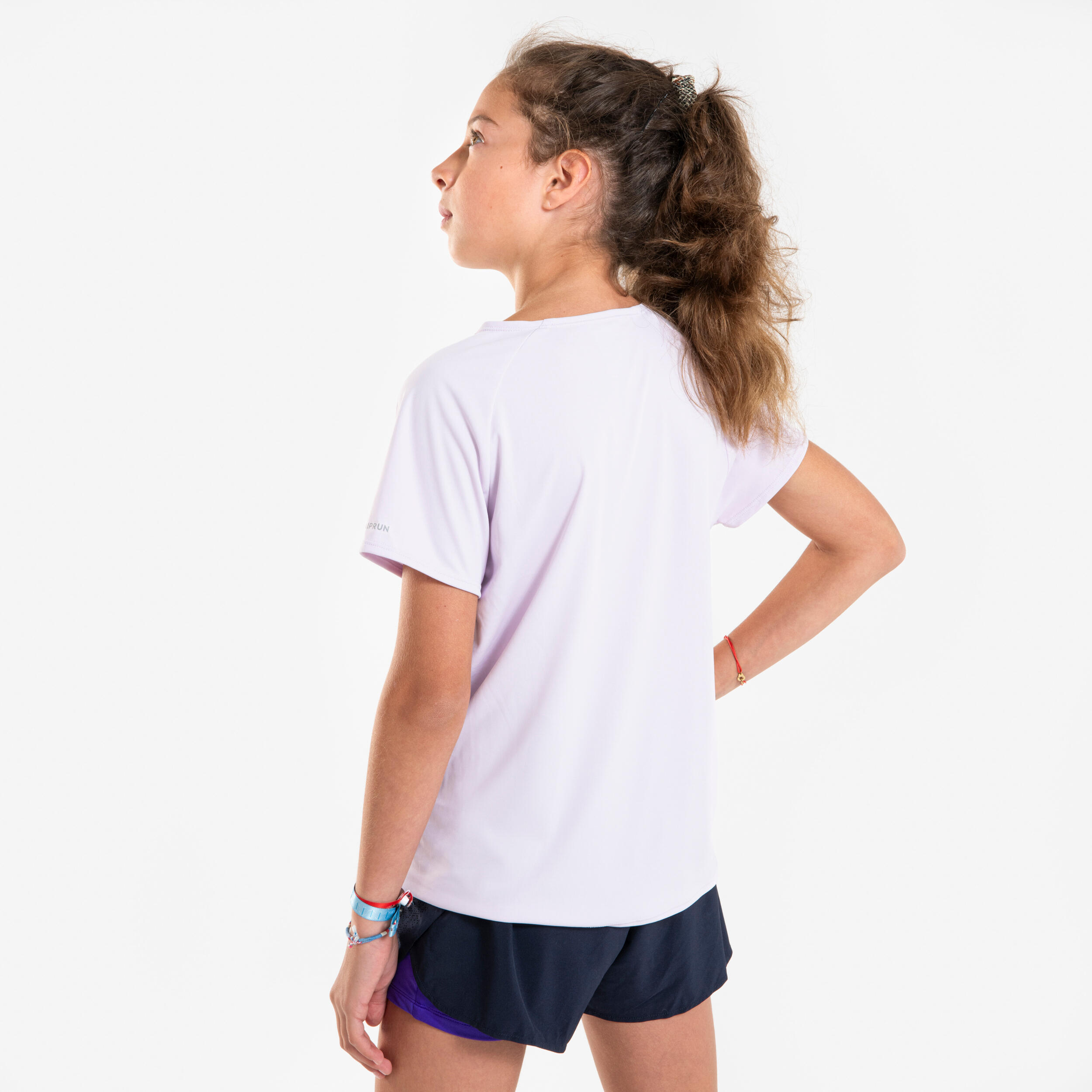 KIPRUN Dievčenské bežecké tričko DRY+ 500 priedušné fialové 12-13 r (149-159 cm) · záber 4